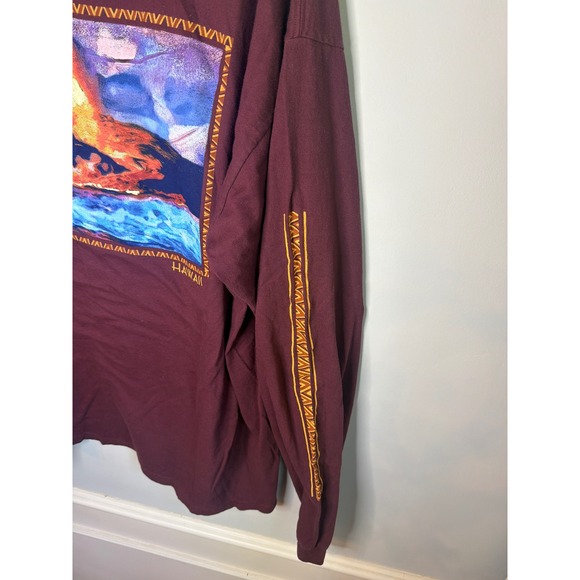 Crazy Shirts Mens XXL Long Sleeve Hawaii Volcano Lava Ocean Graphic T Shirt - Picture 3 of 7